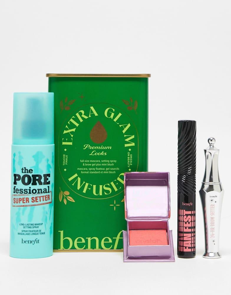 Benefit Cosmetics Benefit Extra Glam Infused Gift Set with Mascara, 24 Hour Brow Setter, Blusher & Setting Spray - 47% saving
