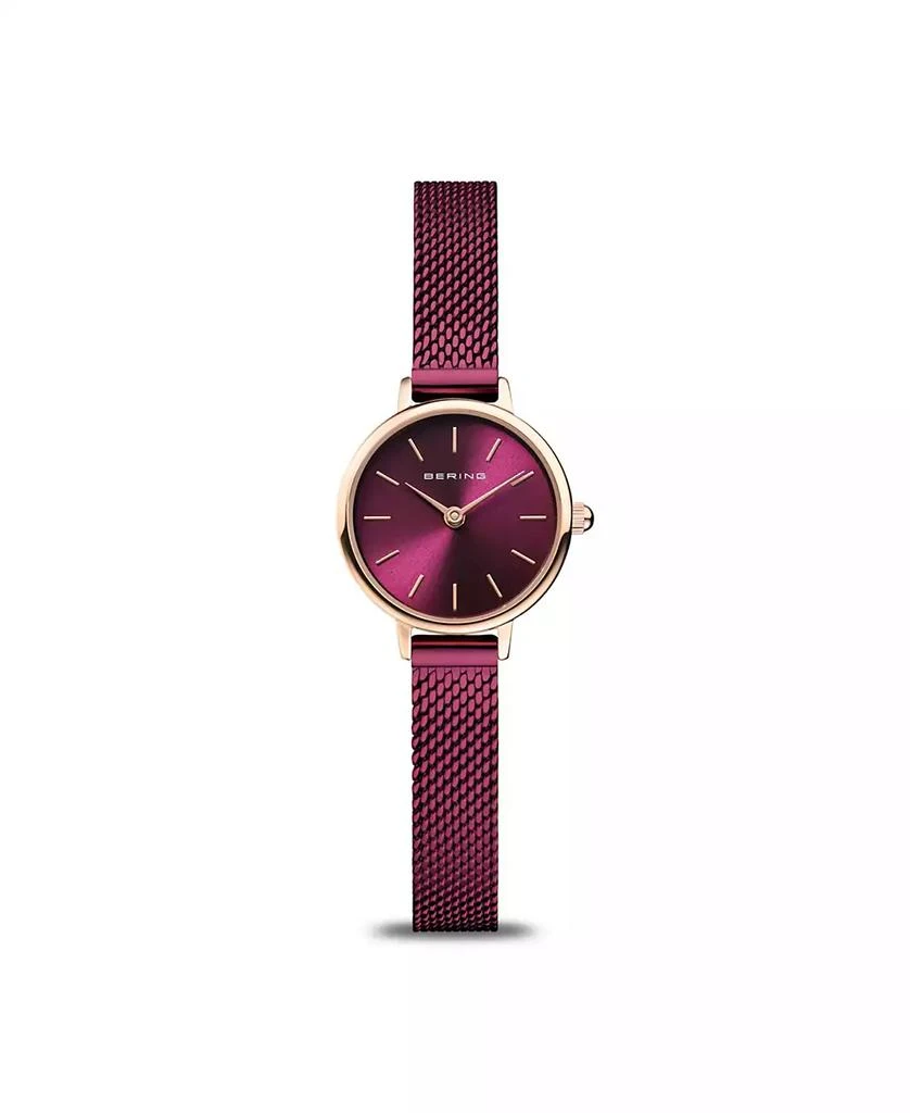 Bering Women's Purple Stainless Steel Mesh Strap Watch Set 22mm 3