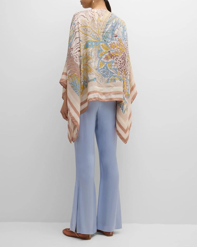 Rani Arabella Amazonia Pink Print Cashmere-Blend Poncho 4
