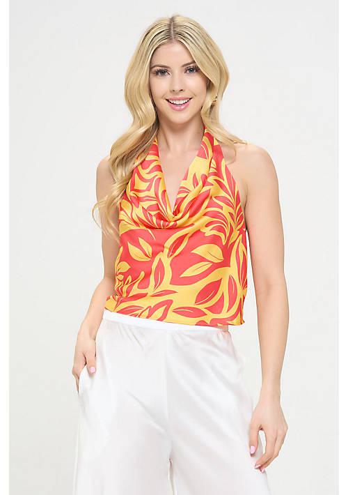 Renee C. C. Printed Satin Halter Top