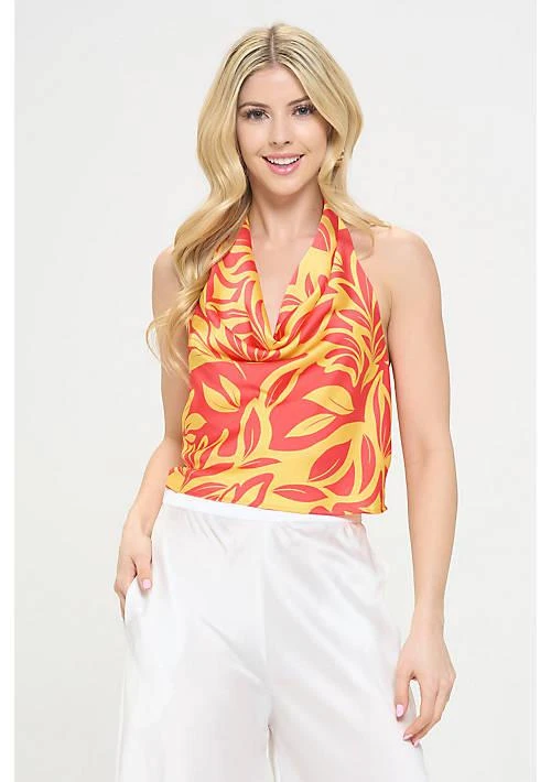 Renee C. C. Printed Satin Halter Top 1