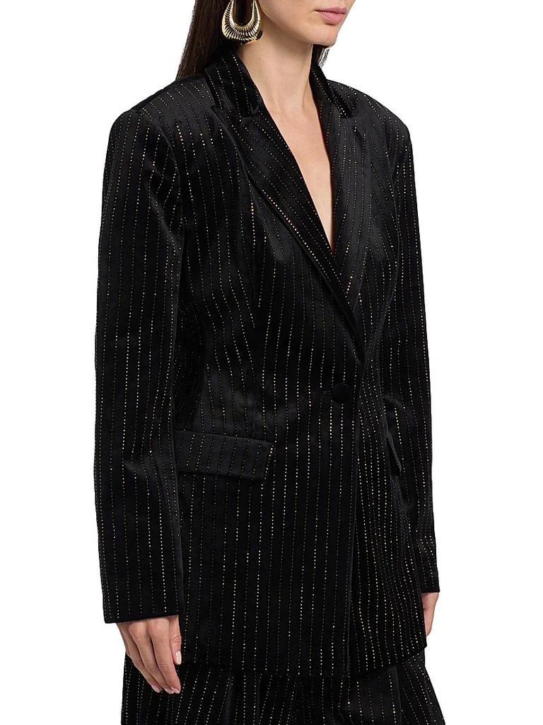 Ronny Kobo Madera Crystal-Embellished Pinstriped Velvet Blazer 4