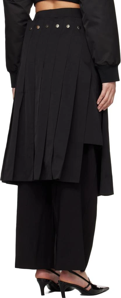 Rokh Black Double Layered Pleated Midi Skirt 3