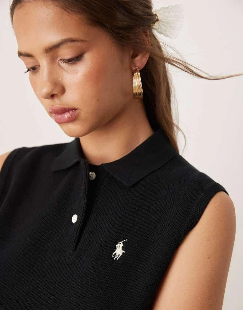 Ralph Lauren Polo Ralph Lauren cropped sleeveless polo shirt in black 2