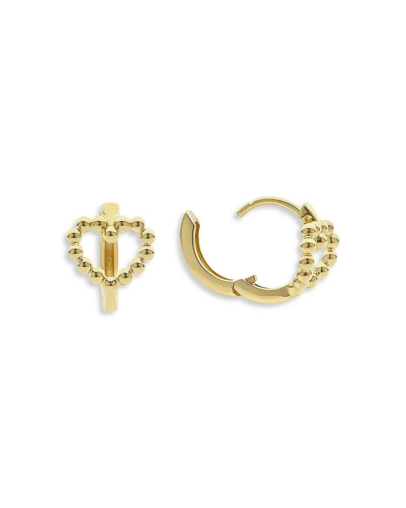 LAGOS 18K Yellow Gold Caviar Gold Beaded Heart Huggie Hoop Earrings 4