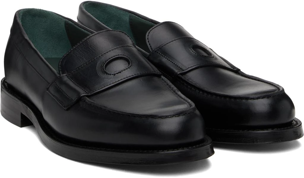 Drake's Black Leather Charles Goodyear Welted Penny Loafers 4