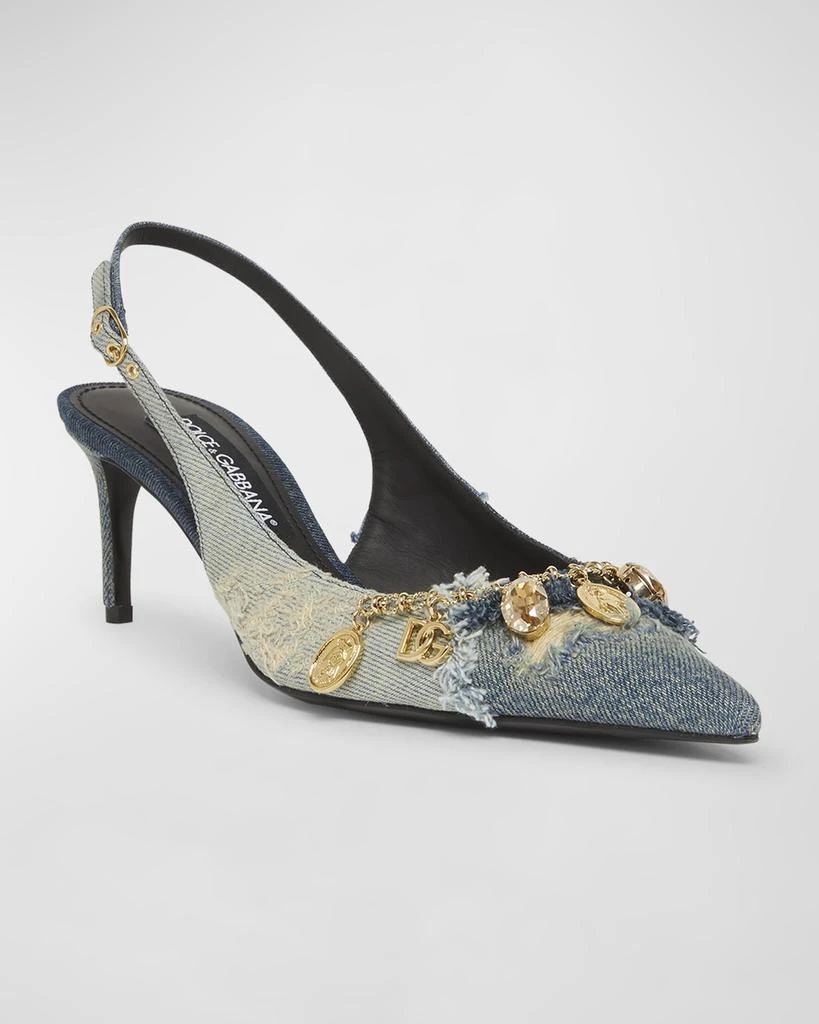 Dolce&Gabbana Denim Charms Slingback Pumps 3