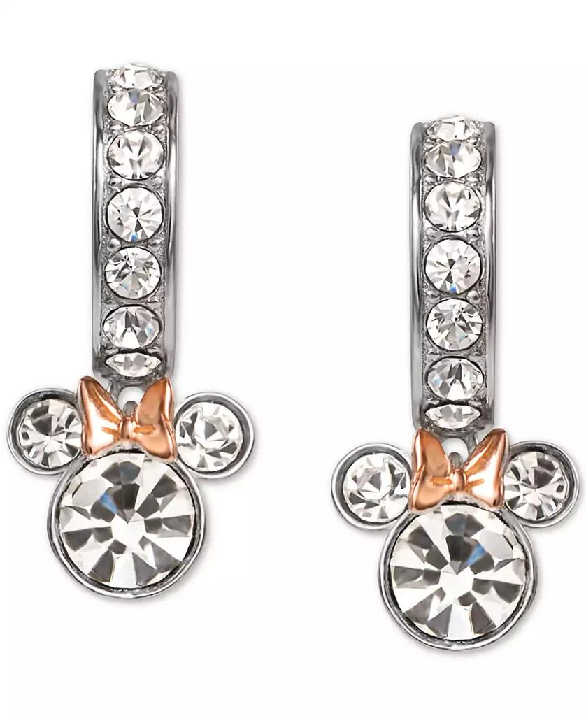 Disney Crystal Minnie Mouse Dangle Hoop Earrings in Sterling Silver & 18k Rose Gold-Plate 3
