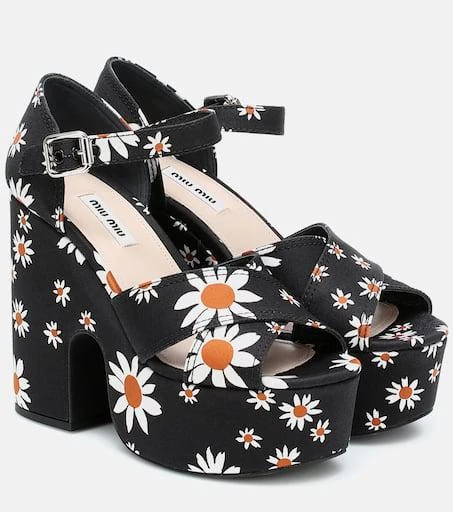Miu Miu Daisy gabardine platform sandals 1