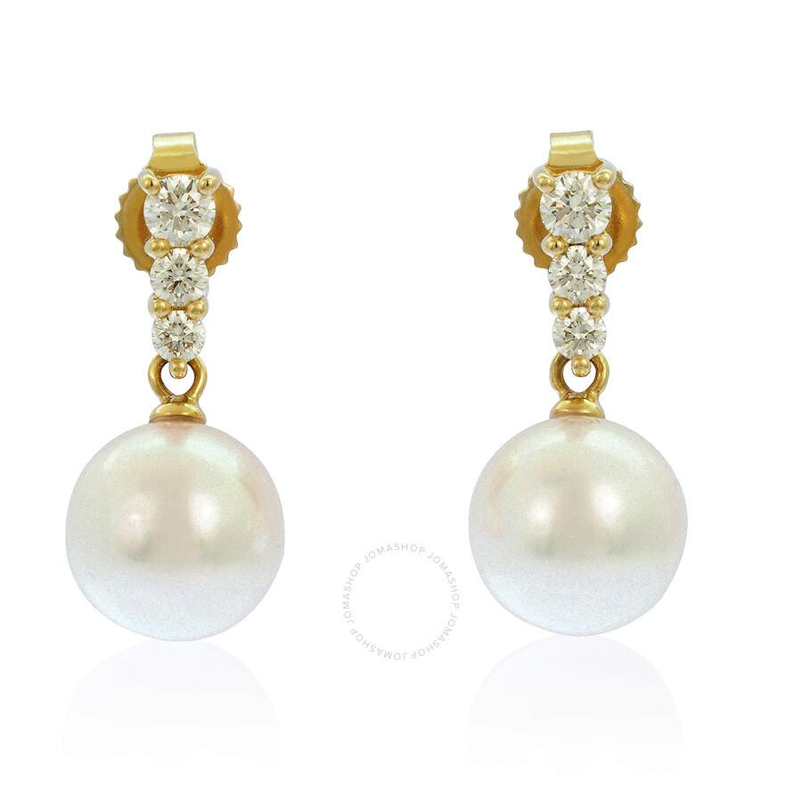 Mikimoto Morning Dew Akoya Cultured Pearl Earrings 18 Karat Yellow Gold PEA642DK