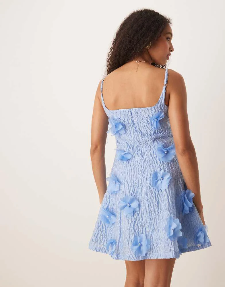 Dream Sister Jane Blooming jacquard mini dress in cornflower blue Dream Sister Jane Blooming jacquard mini dress in cornflower blue