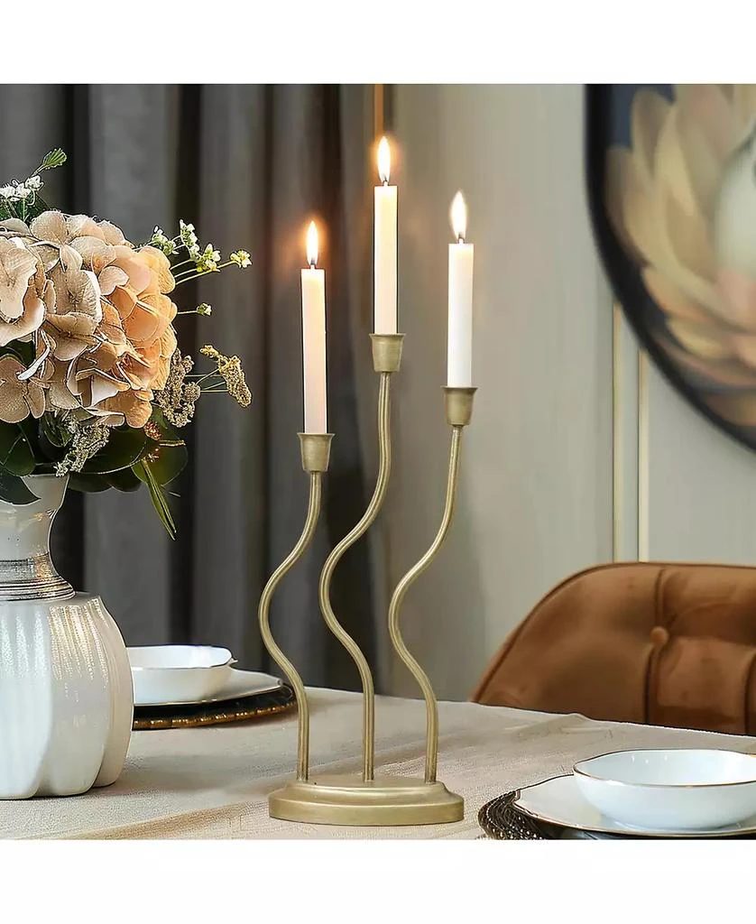 LuxenHome Metal 3-Taper Candle Holder Tabletop Sculpture 2
