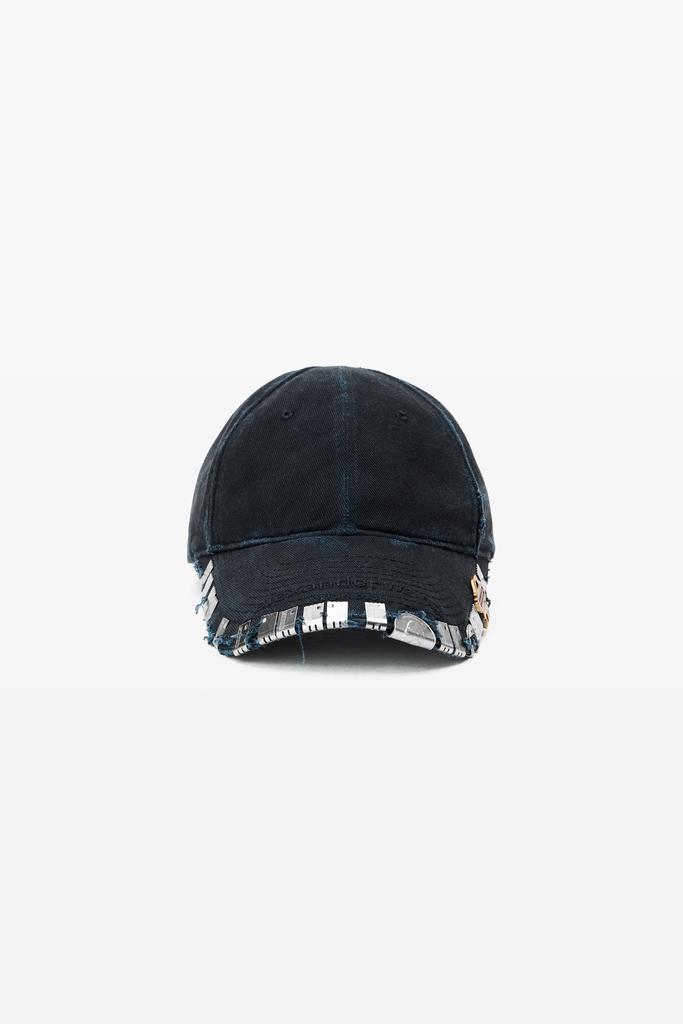 帽子 Alexander Wang Nylon Baseball Cap Black Unisex Distressed Logo Baseball Cap in WASHED BLACK