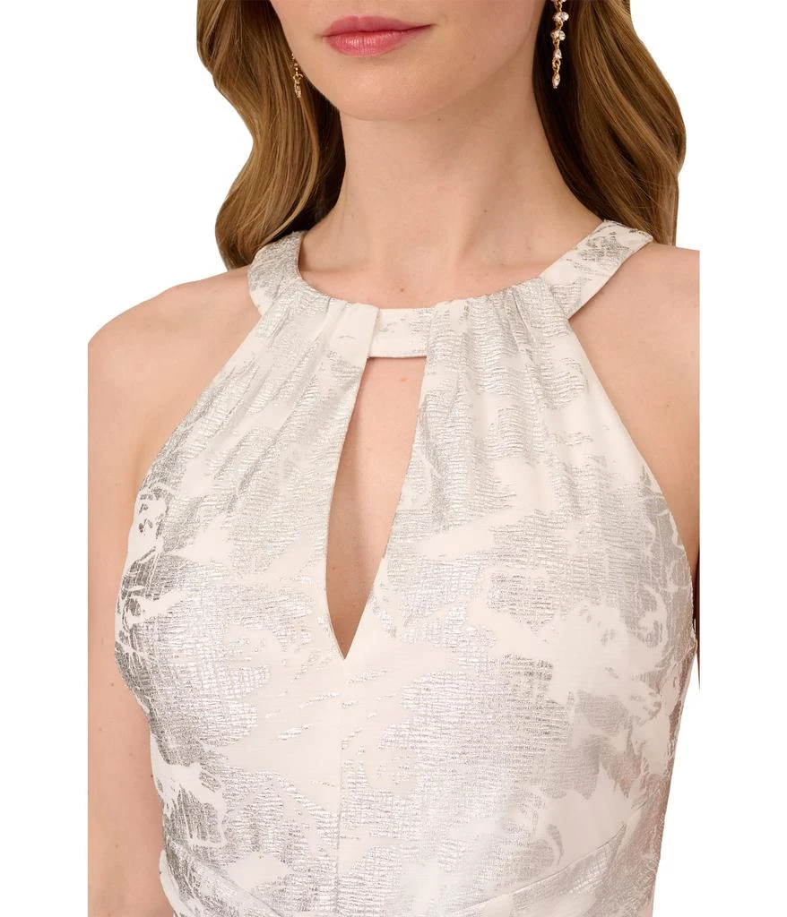 Adrianna Papell Long Sleeveless Foiled Halter Gown 3