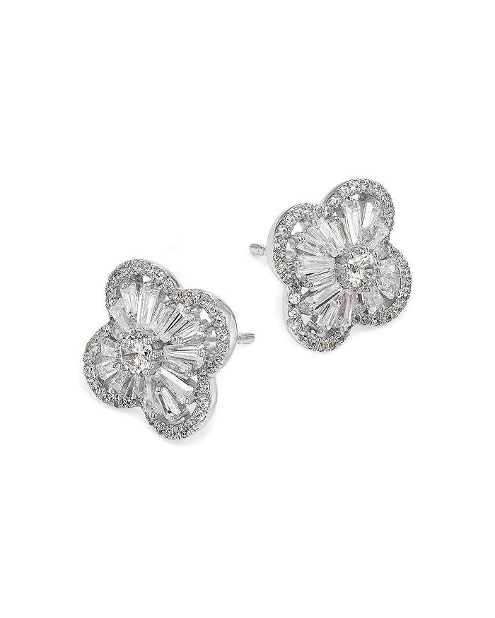 Bloomingdale's Diamond Round & Baguette Flower Stud Earrings in 14K White Gold, 1.50 ct. t.w. 3