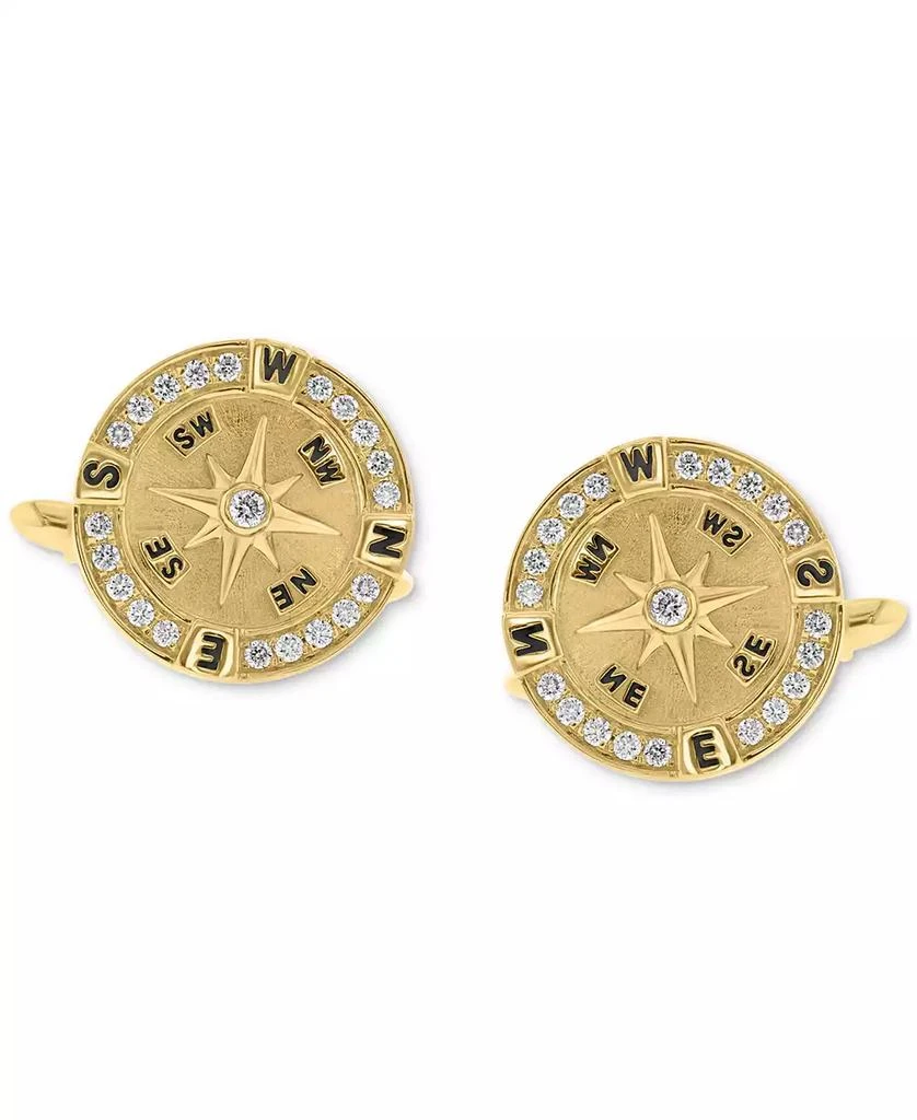 Effy EFFY® Men's Diamond Compass Cufflinks (3/8 ct. t.w.) in 14k Gold-Plated Sterling Silver 3