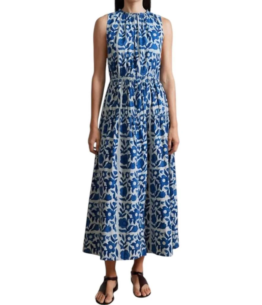 Apiece Apart Arte Tank Dress In Batik Floral Indigo 1