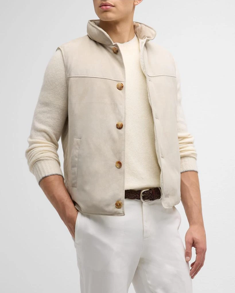Brunello Cucinelli Men's Padded Down Suede Vest 4