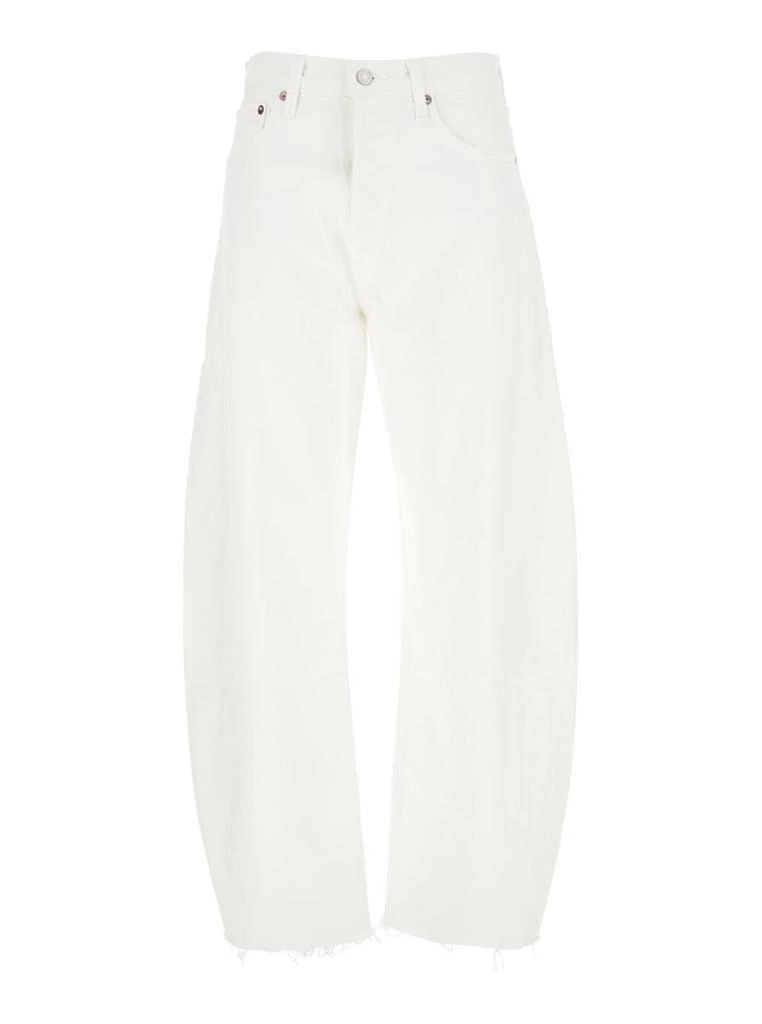 AGOLDE 'Luna' White Jeans With Logo Patch On The Rear And Fringed Hem In Denim Woman 1