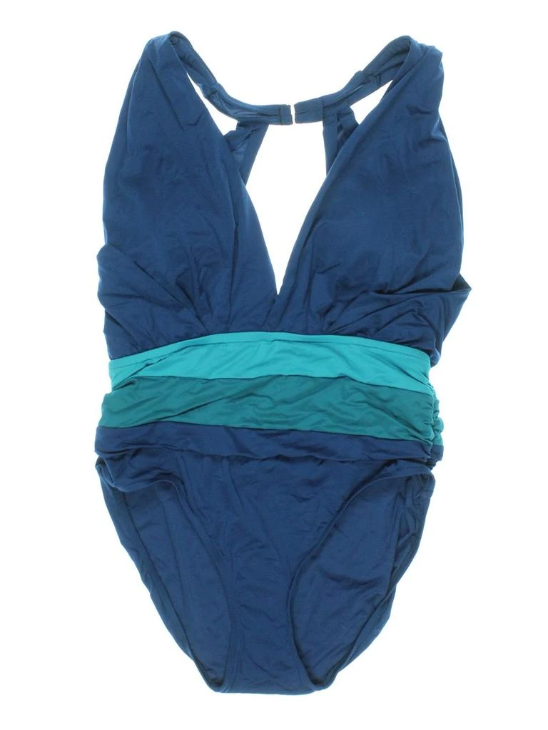 Badgley Mischka Womens Triangle Colorblock One-Piece Swimsuit 1