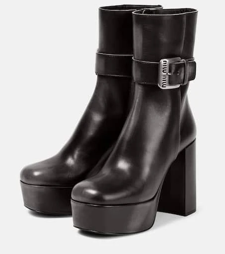 Miu Miu Platform leather ankle boots 5
