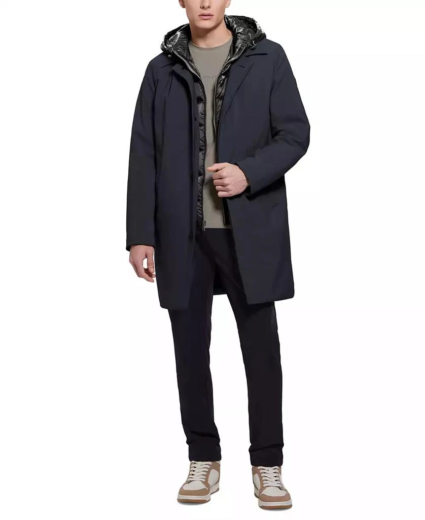 GUESS Men's Colin Raincoat with Removable Nylon Hooded Inset 6