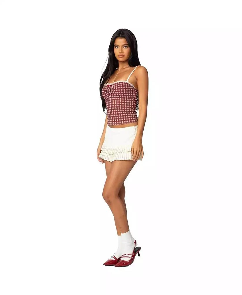 Edikted Womens Checkered Mesh Built In Bra Top 4