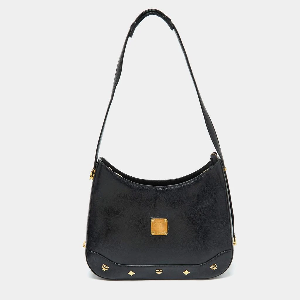 MCM MCM Black Leather Zip Shoulder Bag 1