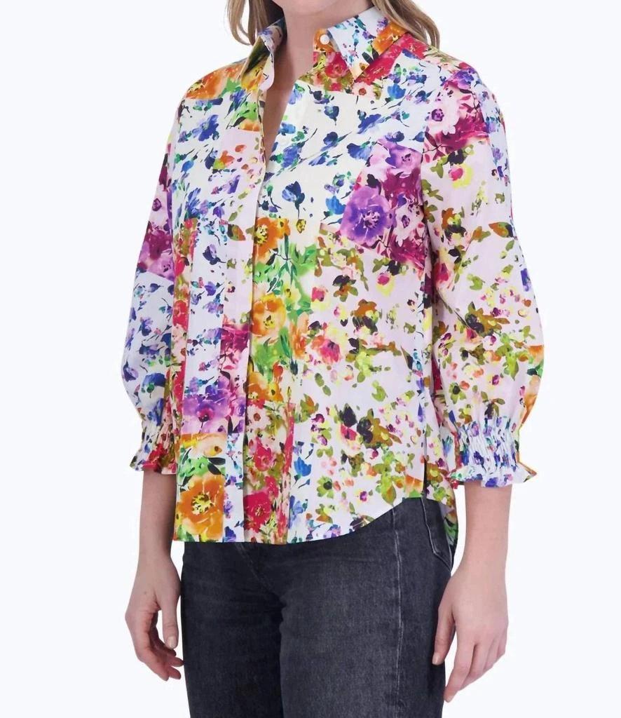 FOXCROFT Foxcroft - Olivia 3/4 Sleeve Floral Top 3