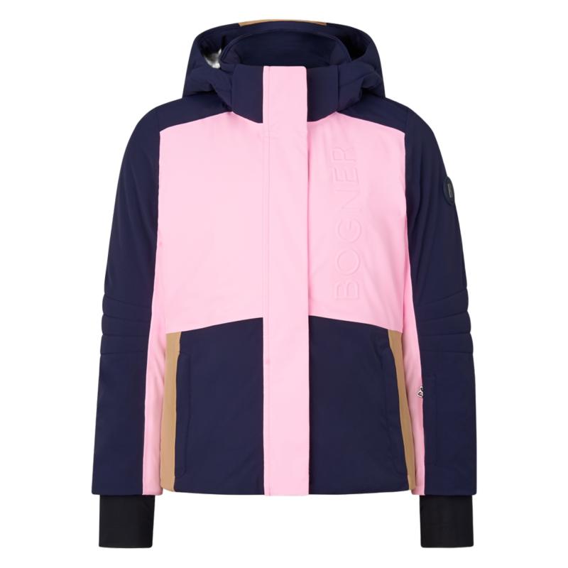 Bogner Color block pink and navy girls hooded ski jacket