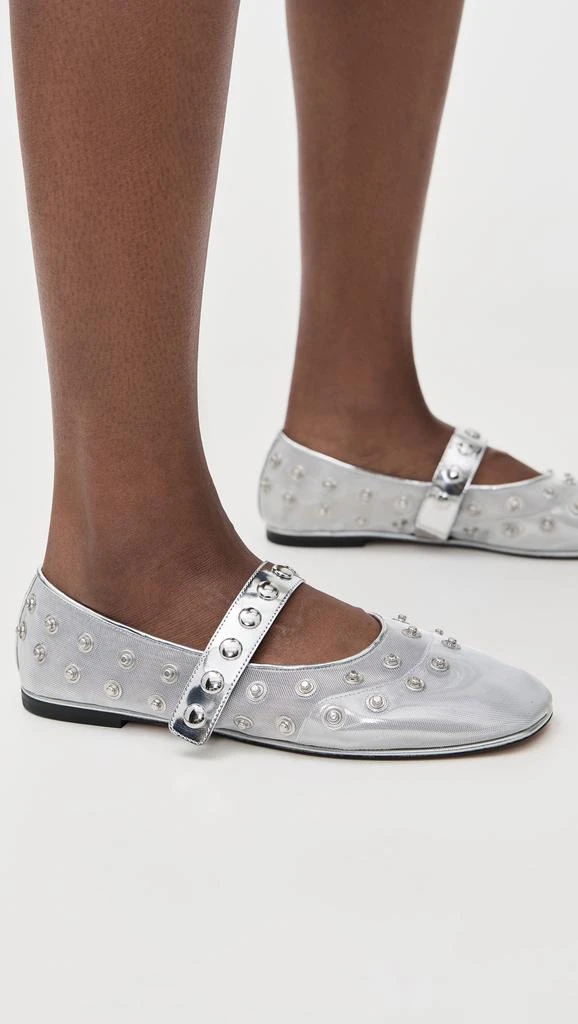 Stella McCartney Ryder Day Mesh And Mirror Alter Mat Flats With Snaps 2