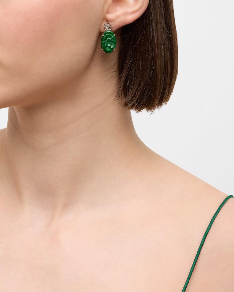 NM Estate Estate Platinum Carved Jadeite Earrings