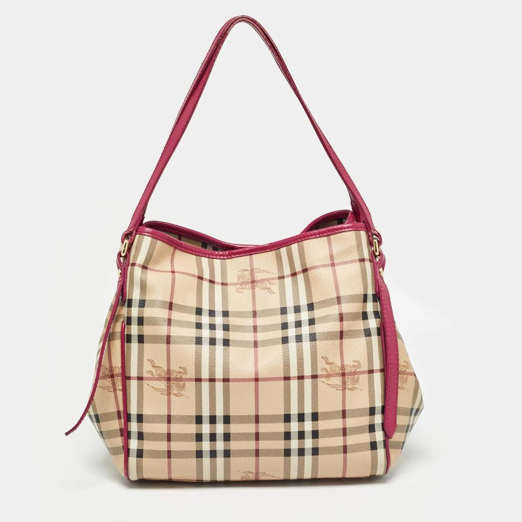 Burberry Burberry Pink/Beige Haymarket Check Coated Canvas and Leather Small Canterbury Tote 4