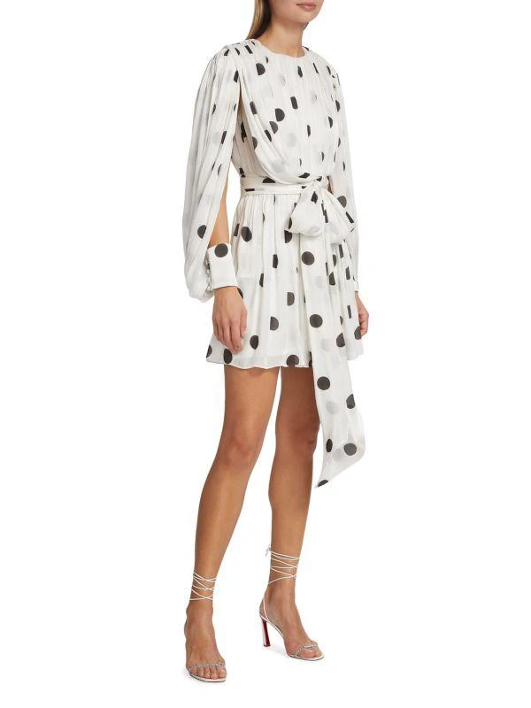 Halpern Split-Sleeve & Polka-Dot Minidress 3
