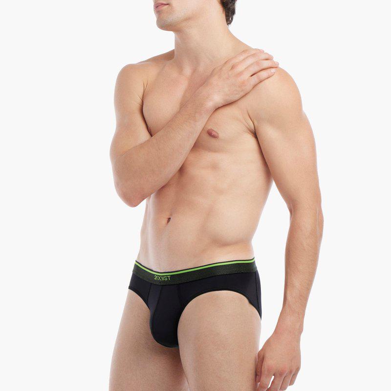 2(x)ist Lightning | Low-Rise Brief Black Beauty W/Jasmine Green