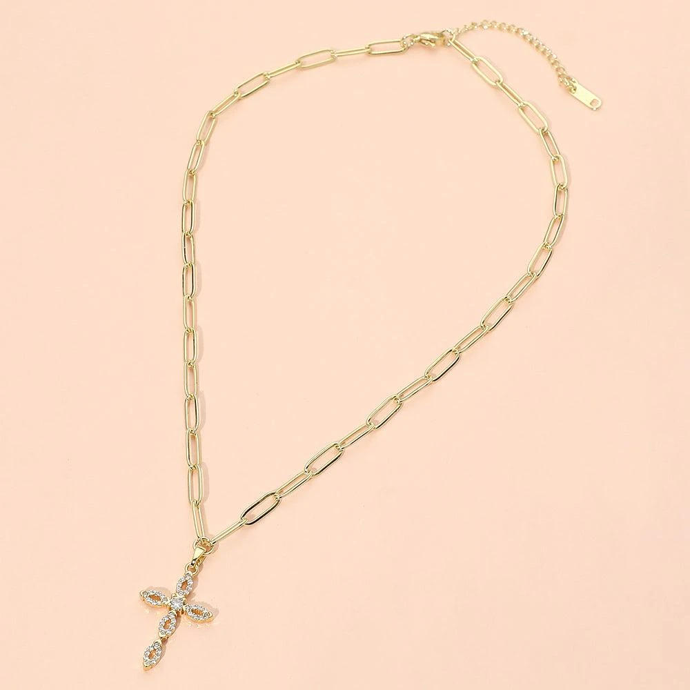 FASHNZFAB Stainless Steel Pendant Paperclip Chain Necklace 3