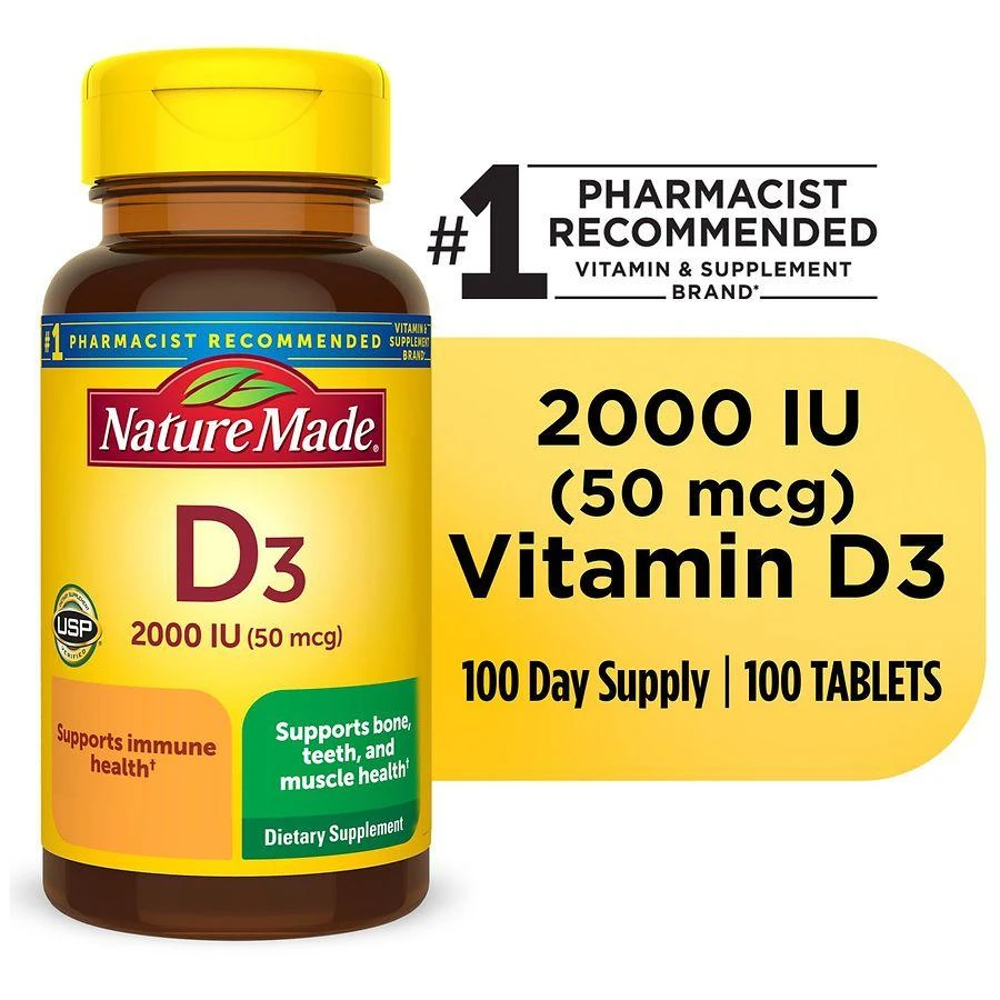 Nature Made Vitamin D3 2000 IU (50 mcg) Tablets 8