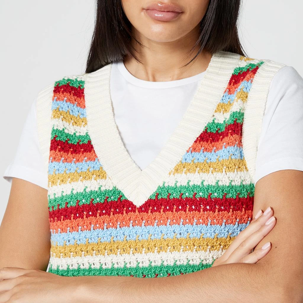 Kitri Winona Striped Crocheted Cotton-Blend Vest 4