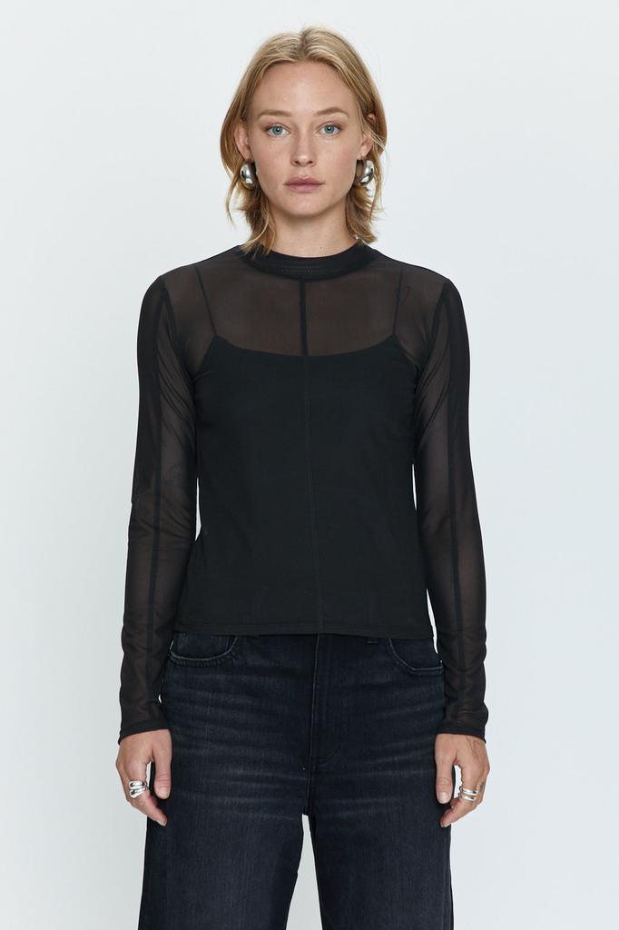 Pistola Denim Gwen Long Sleeve Mesh Top - Noir