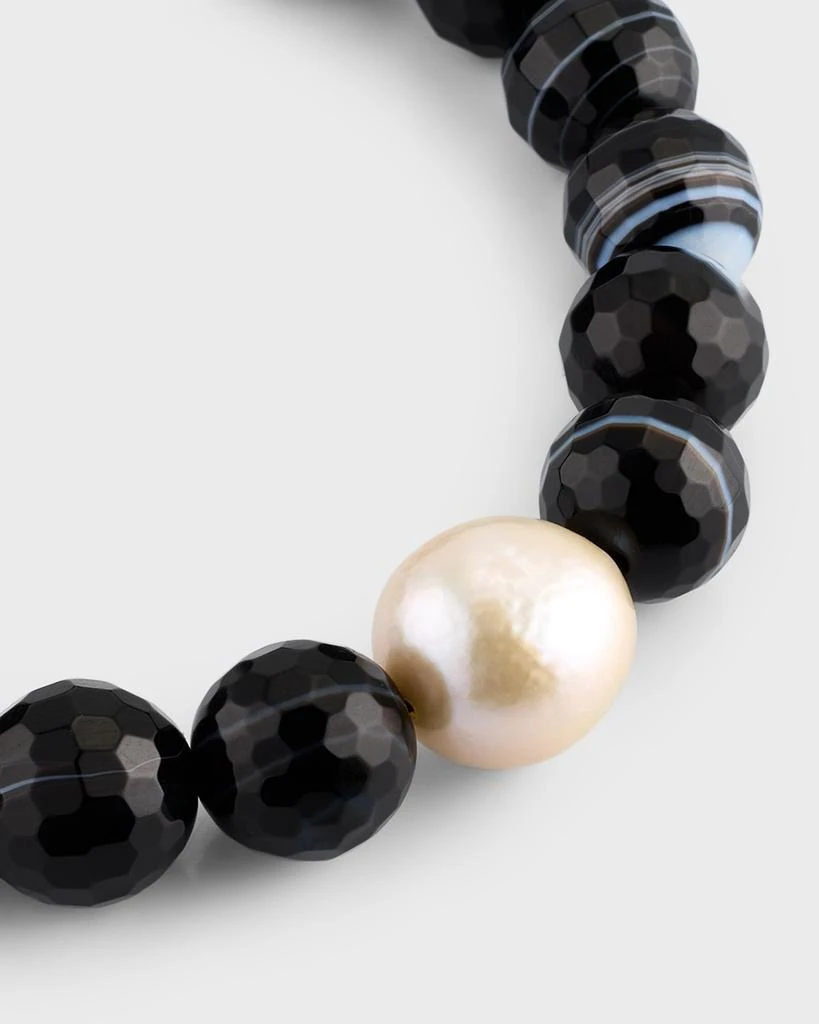 NEST Jewelry Black Agate And Pearl Stretch Bracelet 3
