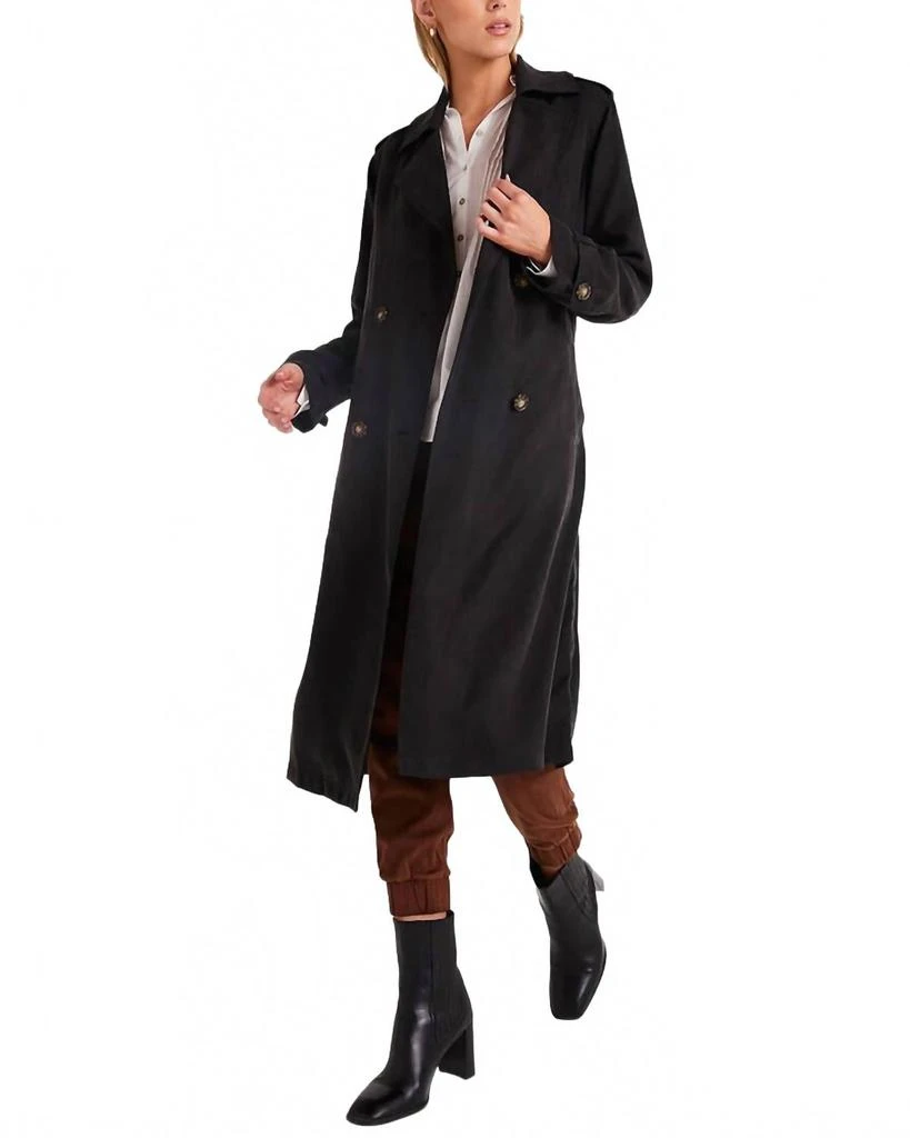 Bella Dahl Luxe Twill Trench Coat In Black