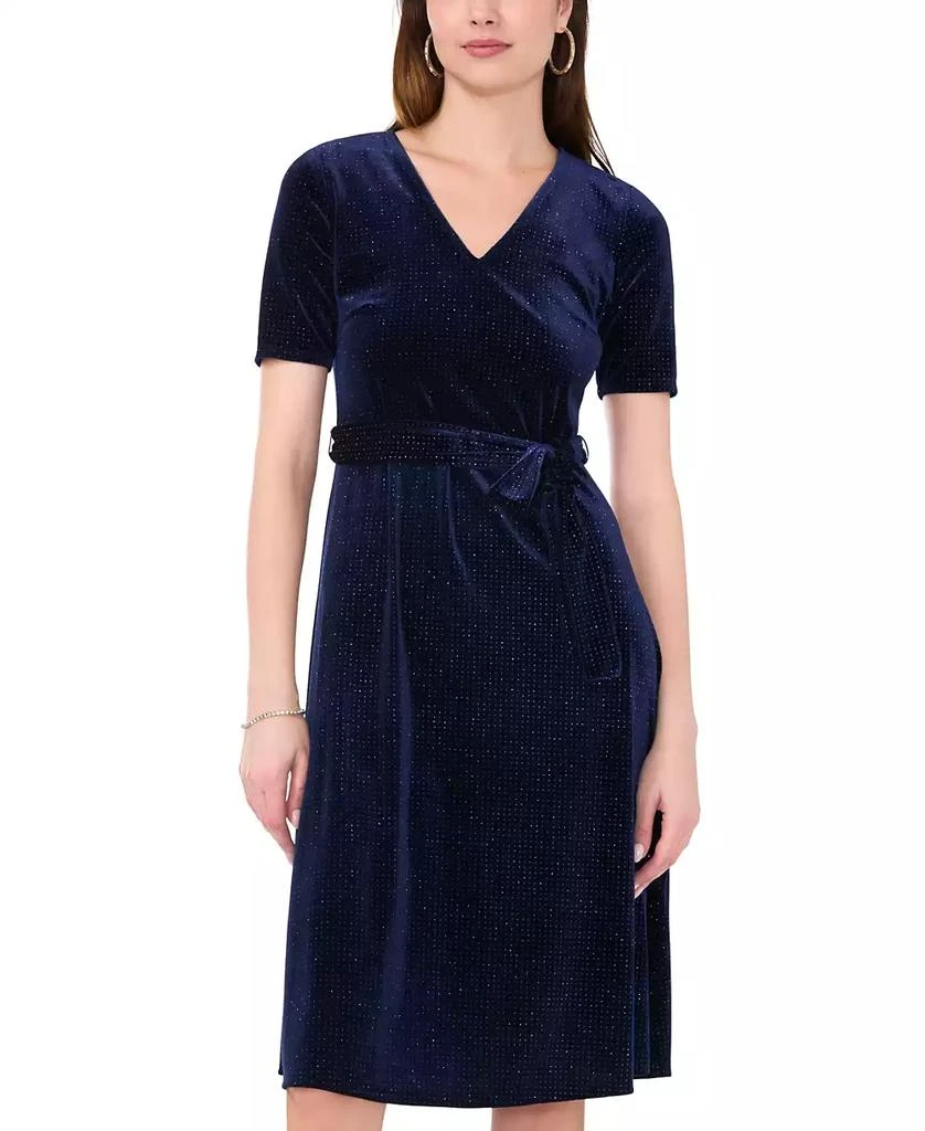 MSK Petite Studded Belted Velvet Dress 3