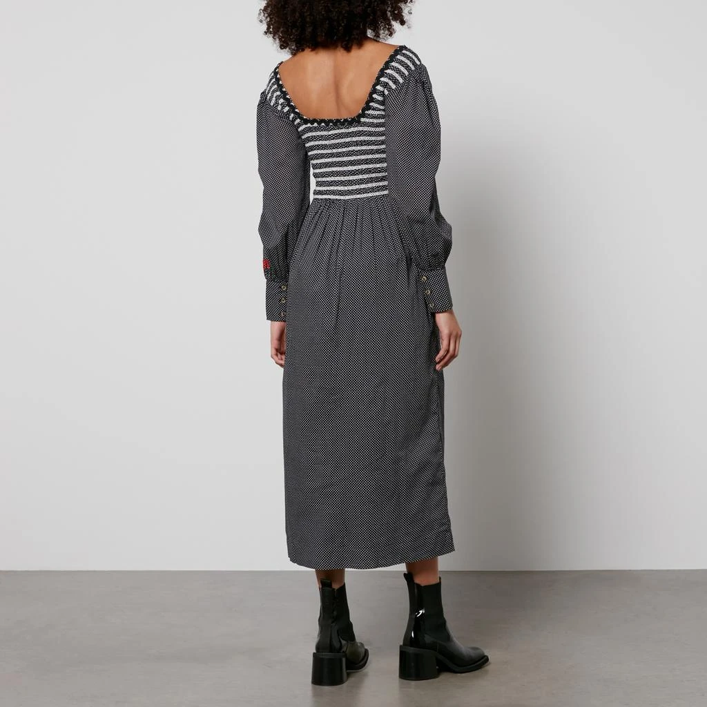 Damson Madder Hermione Shirred Polka Dot Poplin Midi Dres 2