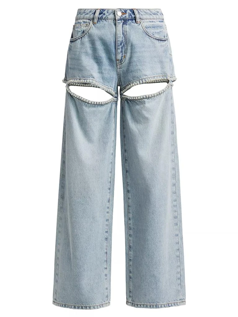 Purple Brand Baggy Pearl-Embellished Cut-Out Jeans 1