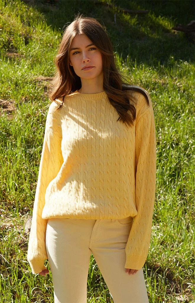 John Galt Yellow Brianna Cable Knit Sweater 1