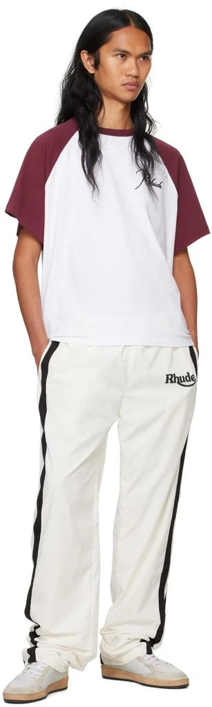 Rhude White & Burgundy Raglan Logo T-shirt 4