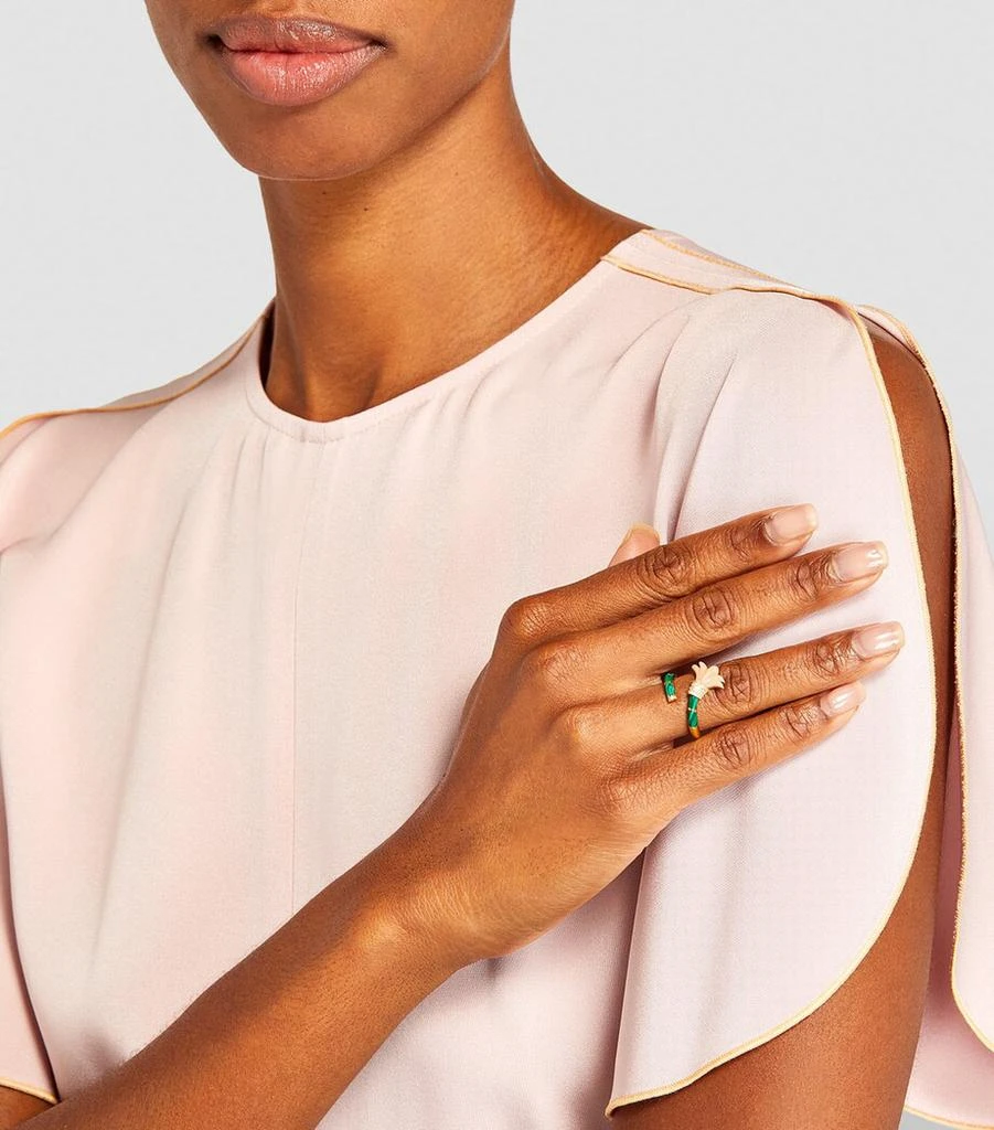 L'ATELIER NAWBAR Yellow Gold, Diamond, Coral and Malachite Psychedeliah Ring 5