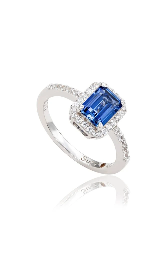 Suzy Levian Emerald Cut Sapphire Ring