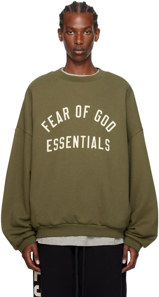 Essentials Khaki Crewneck Sweatshirt 1