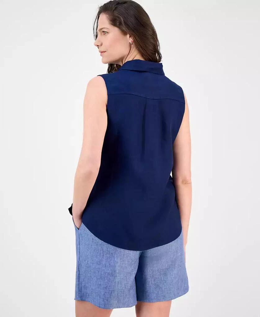 Charter Club Women's 100% Linen Sleeveless Button-Front Shirt, Exclusively at Macy's 2